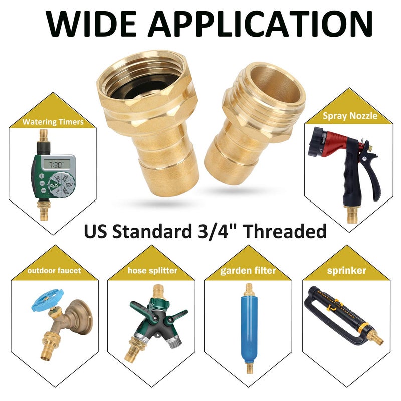 STYDDI Garden Hose Repair Connector Fitting, Aluminum Mender Female and Male Hose End Connector with Zinc Clamp, Fit 5/8-Inch and 3/4-Inch Garden Hose, 3 Sets - Image 5